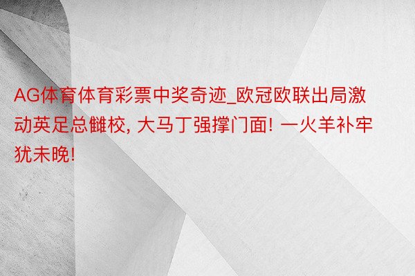 AG体育体育彩票中奖奇迹_欧冠欧联出局激动英足总雠校， 大马丁强撑门面! 一火羊补牢犹未晚!