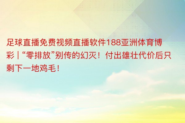 足球直播免费视频直播软件188亚洲体育博彩 | “零排放”别传的幻灭！付出雄壮代价后只剩下一地鸡毛！
